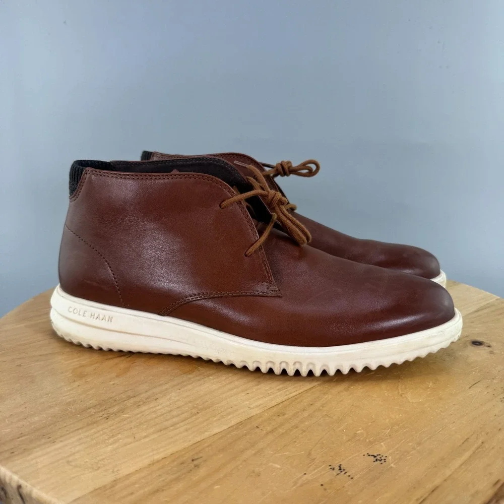 Cole Haan Grand+ Chukka Boots Mens Size 10 M Brown Leather Ankle Casual Shoes